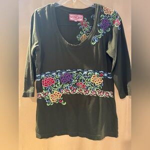 Johnny Was Embroidered Cotton Top